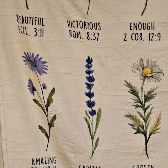 Soft Plush Floral Christian Blanket - You Are Enough - Picture 4 of 15